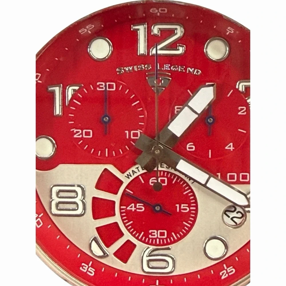 Swiss Legend Scubador Chronograph Men's Watch  Vibrant Red Dial leather band